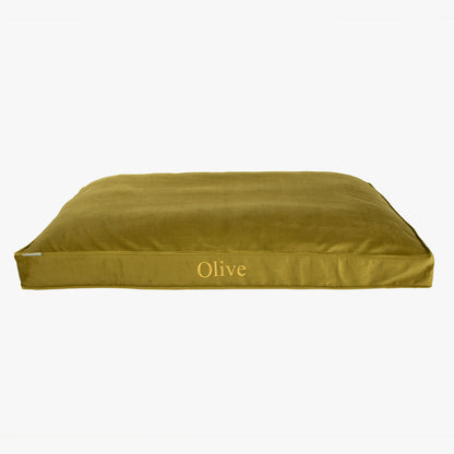 Dog Cushion in Olive Velvet by Lords & Labradors