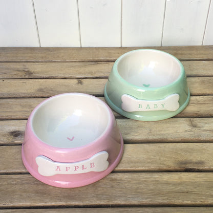 Personalised Pastel Dog Bowl by Purple Glaze - Angled