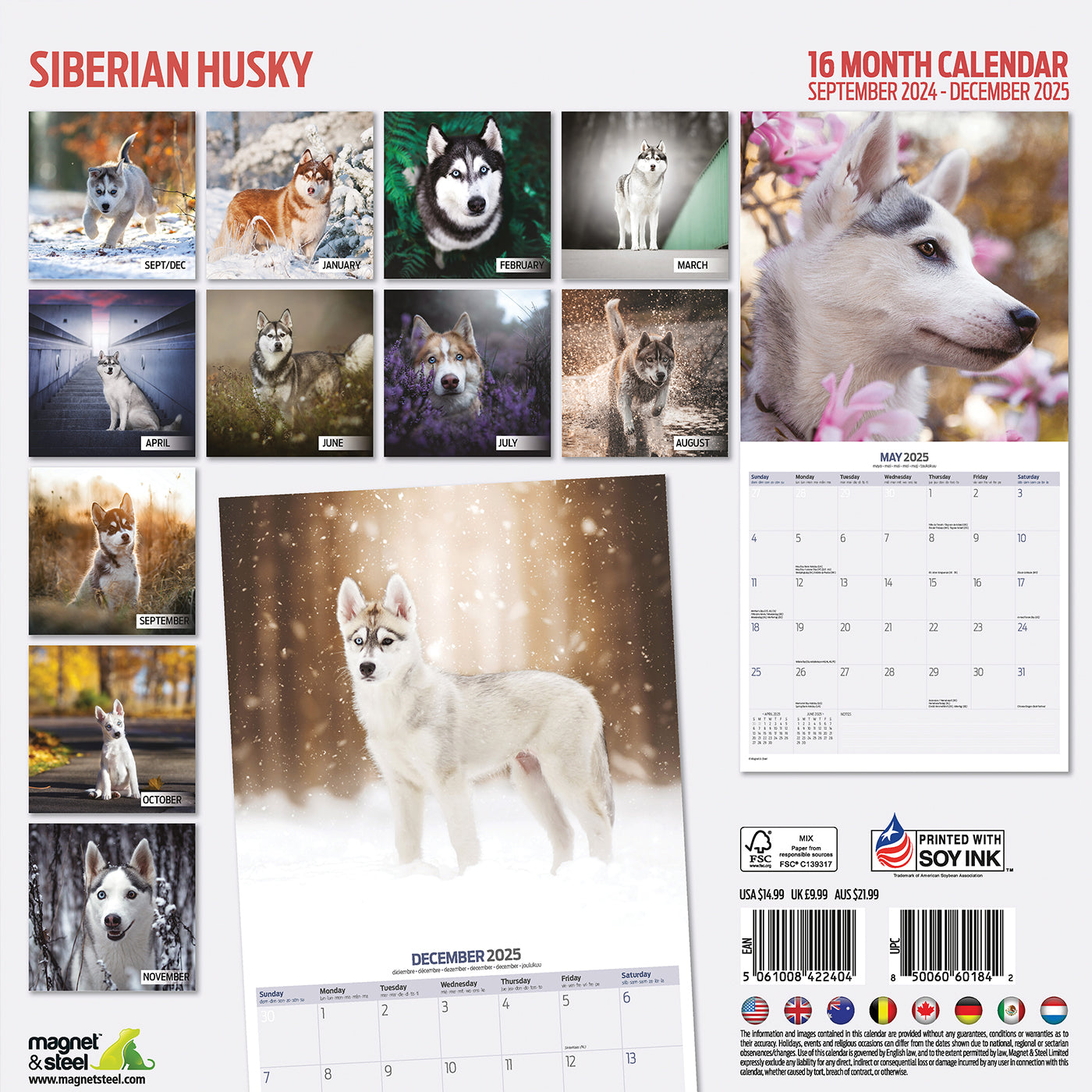 Siberian Husky Traditional Calendar 2025