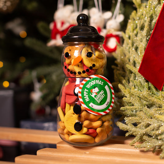 Barking Bakery Christmas Snowman Biscuit Jar