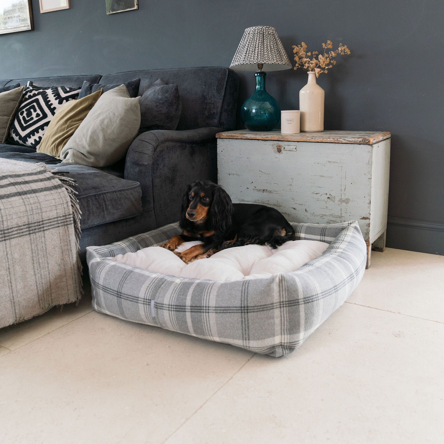 Box Bed For Dogs in Balmoral Tweed by Lords & Labradors