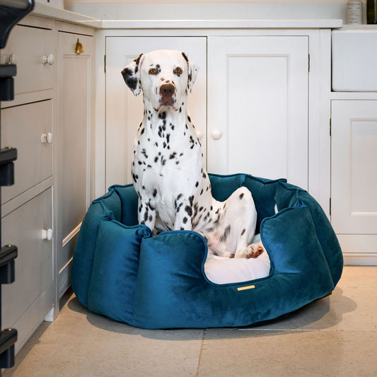 High Wall Bed With Removable Covers in Marine Velvet by Lords & Labradors