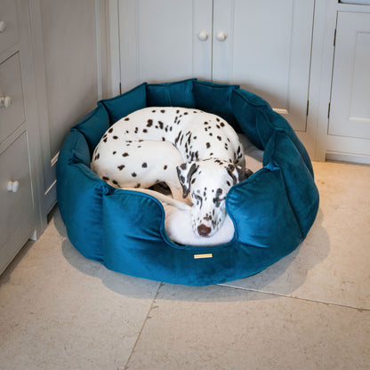 High Wall Bed With Removable Covers in Marine Velvet by Lords & Labradors