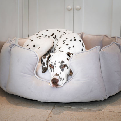 High Wall Bed For Dogs in Oyster Velvet By Lords & Labradors