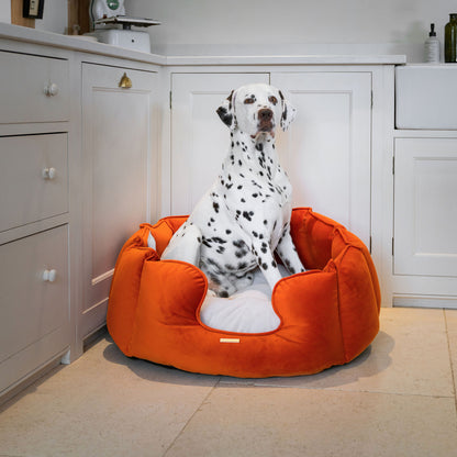 High Wall Bed With Removable Covers in Pumpkin Velvet by Lords & Labradors