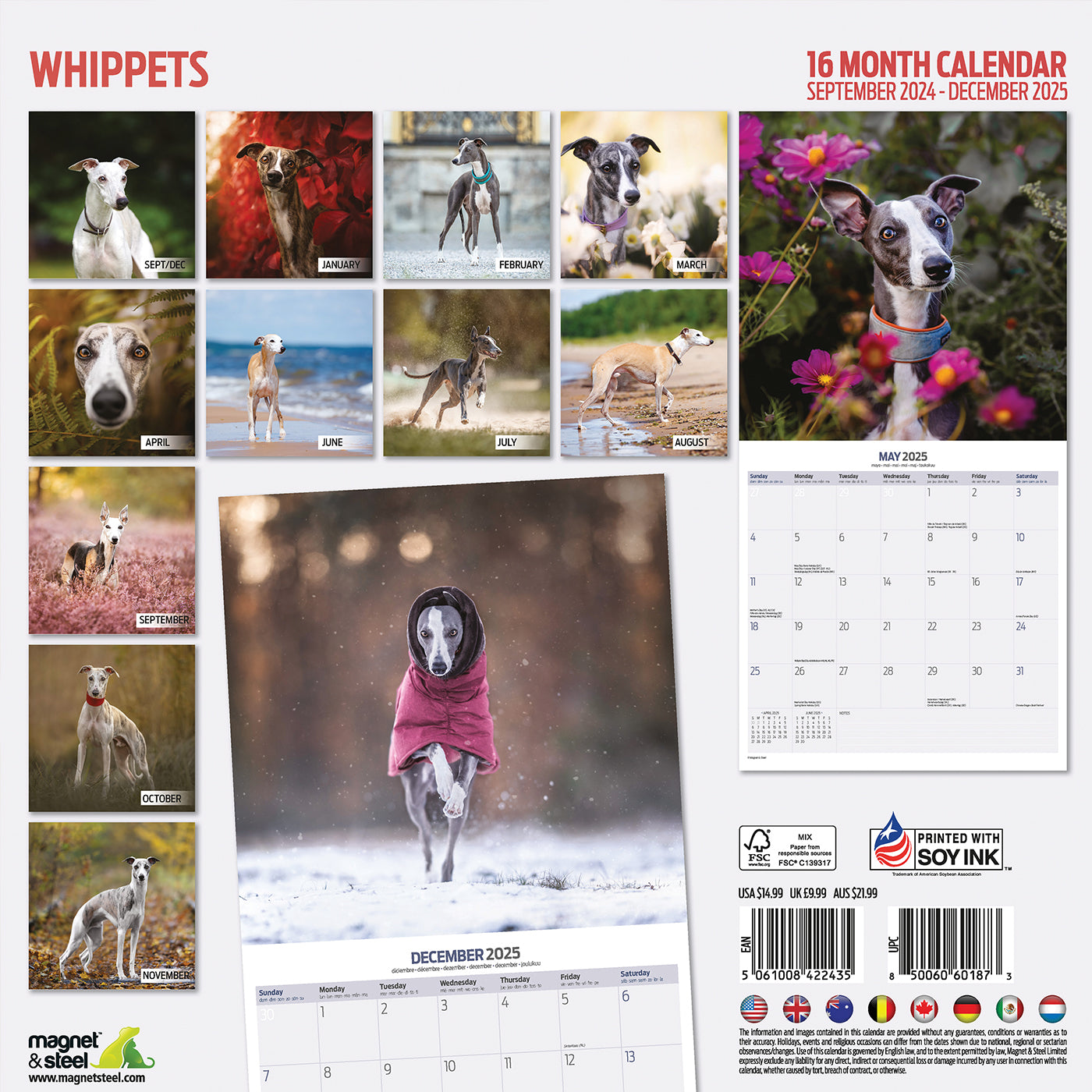 Whippets Traditional Calendar 2025