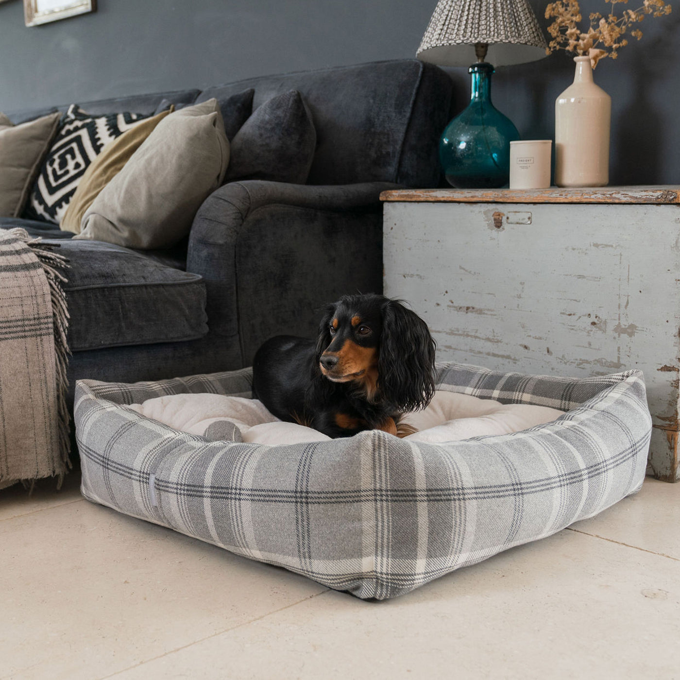 Box Bed For Dogs in Balmoral Tweed by Lords & Labradors