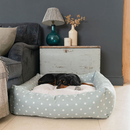 Box Bed For Dogs in Duck Egg Spot by Lords & Labradors