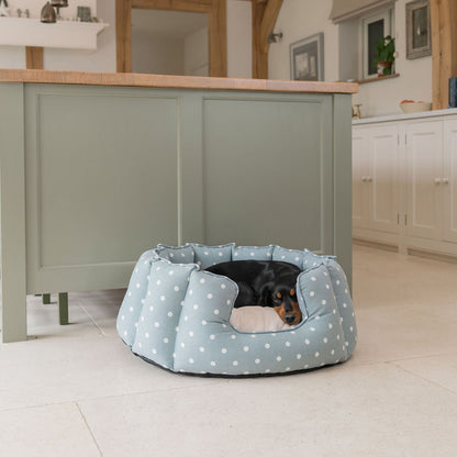 High Wall Bed For Dogs in Duck Egg Spot by Lords & Labradors