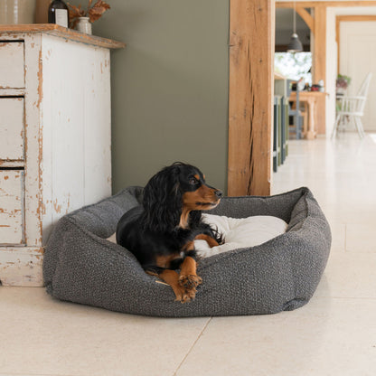 Box Bed With Removable Covers in Granite Bouclé by Lords & Labradors