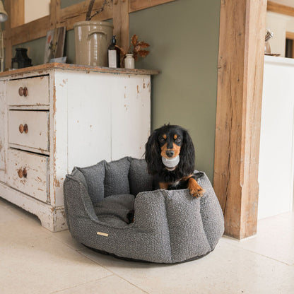 High Wall Bed With Removable Covers in Granite Bouclé by Lords & Labradors