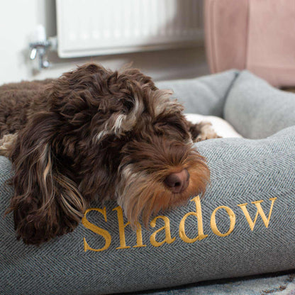 Box Bed With Removable Covers in Herringbone Tweed by Lords & Labradors