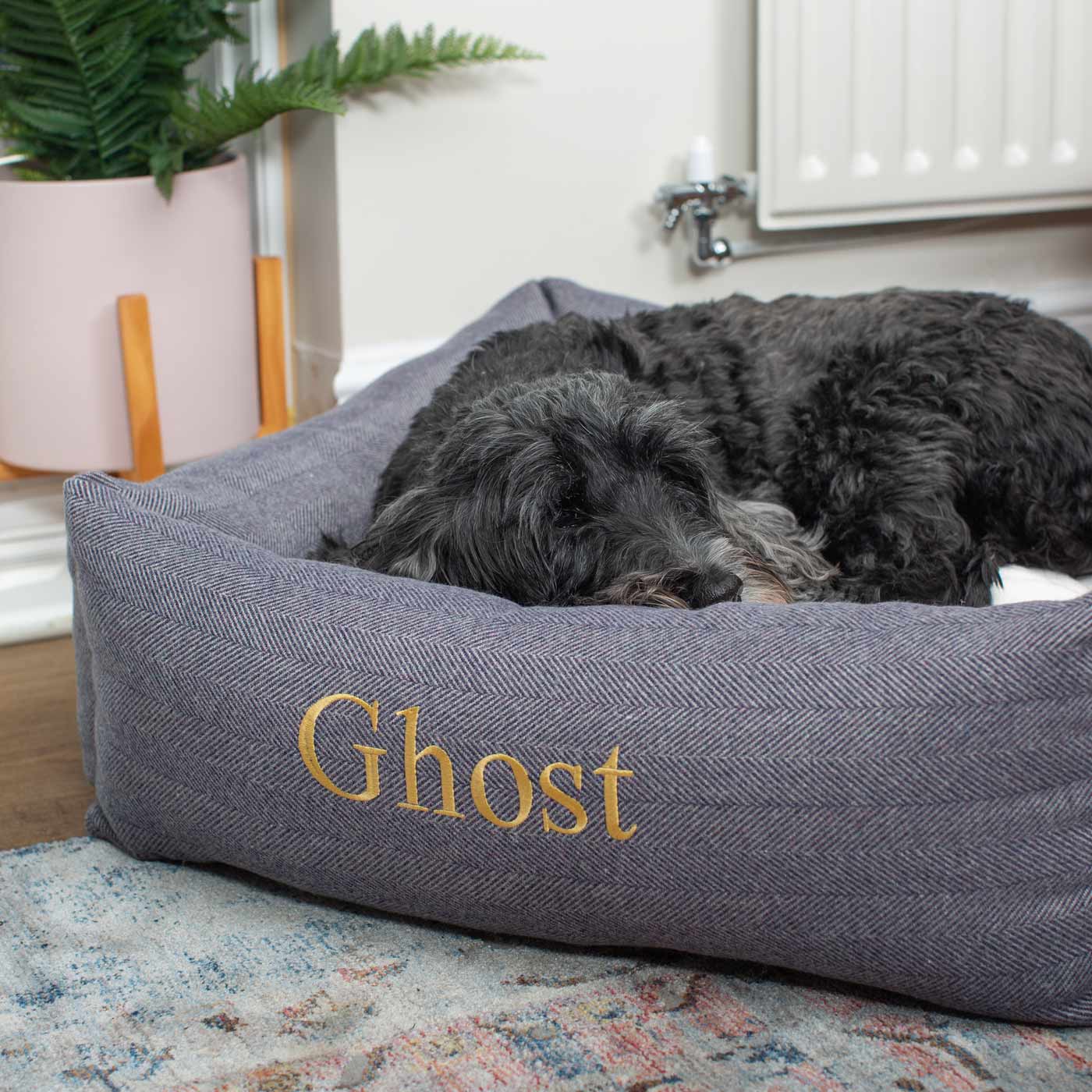 Box Bed With Removable Covers in Herringbone Tweed by Lords & Labradors