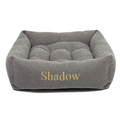 Box Bed With Removable Covers in Herringbone Tweed by Lords & Labradors