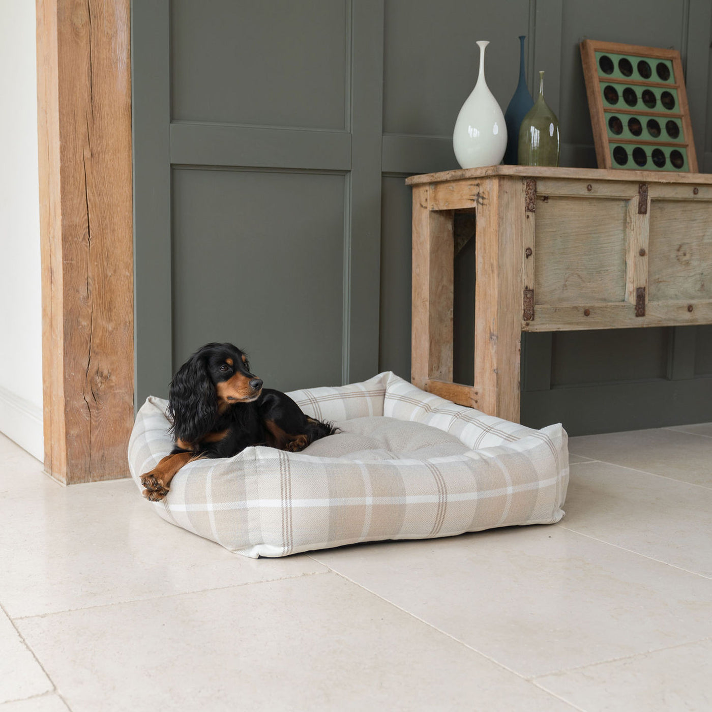 Box Bed For Dogs in Balmoral Tweed by Lords & Labradors