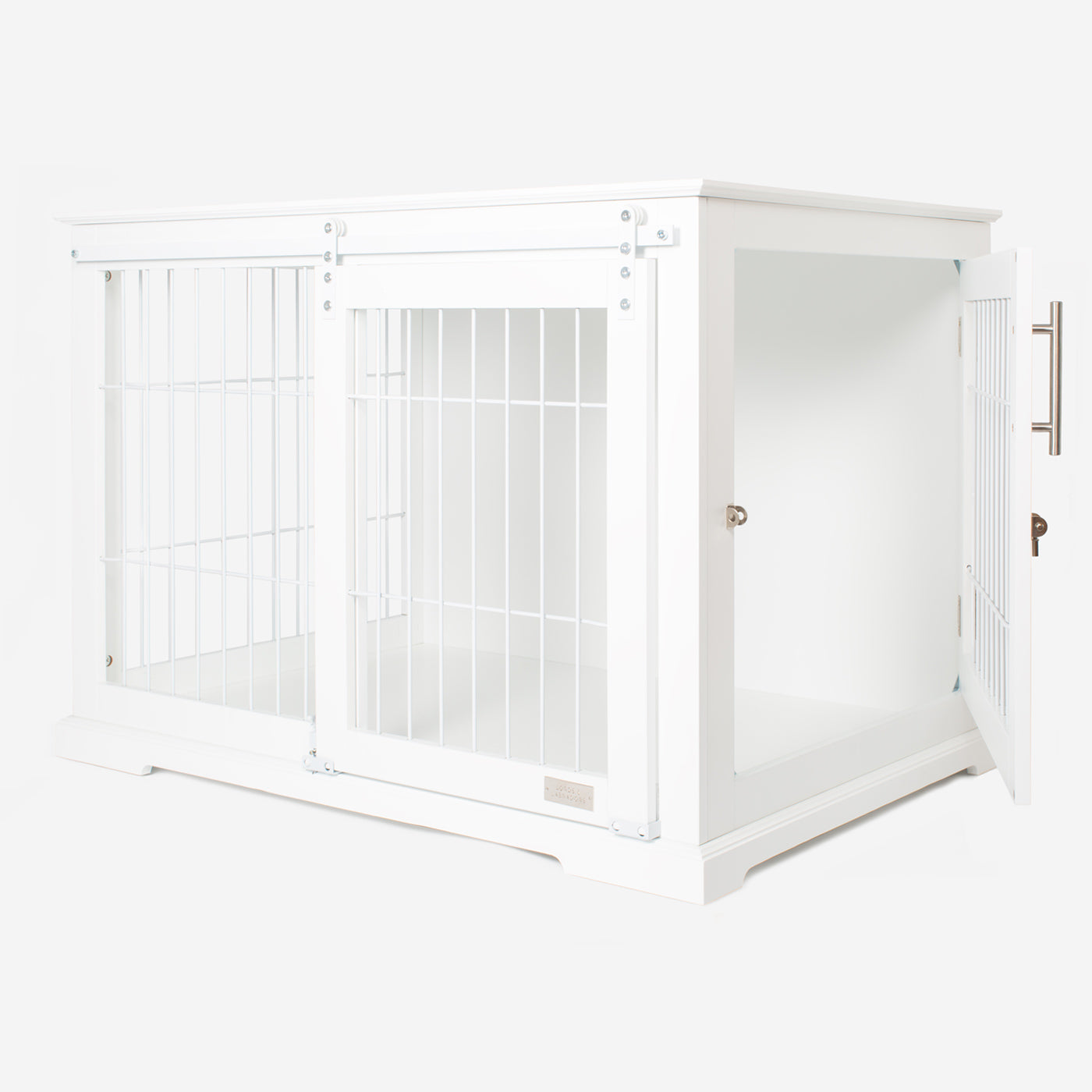 White dog crate store furniture