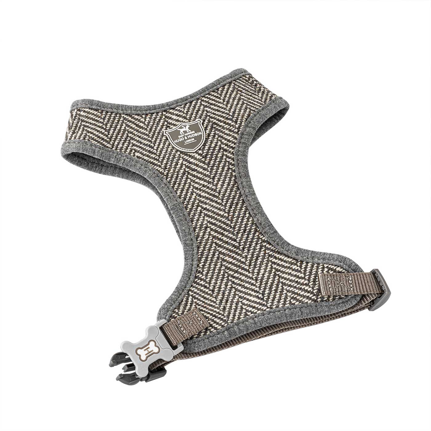 Hugo & Hudson Grey Herringbone Dog Harness