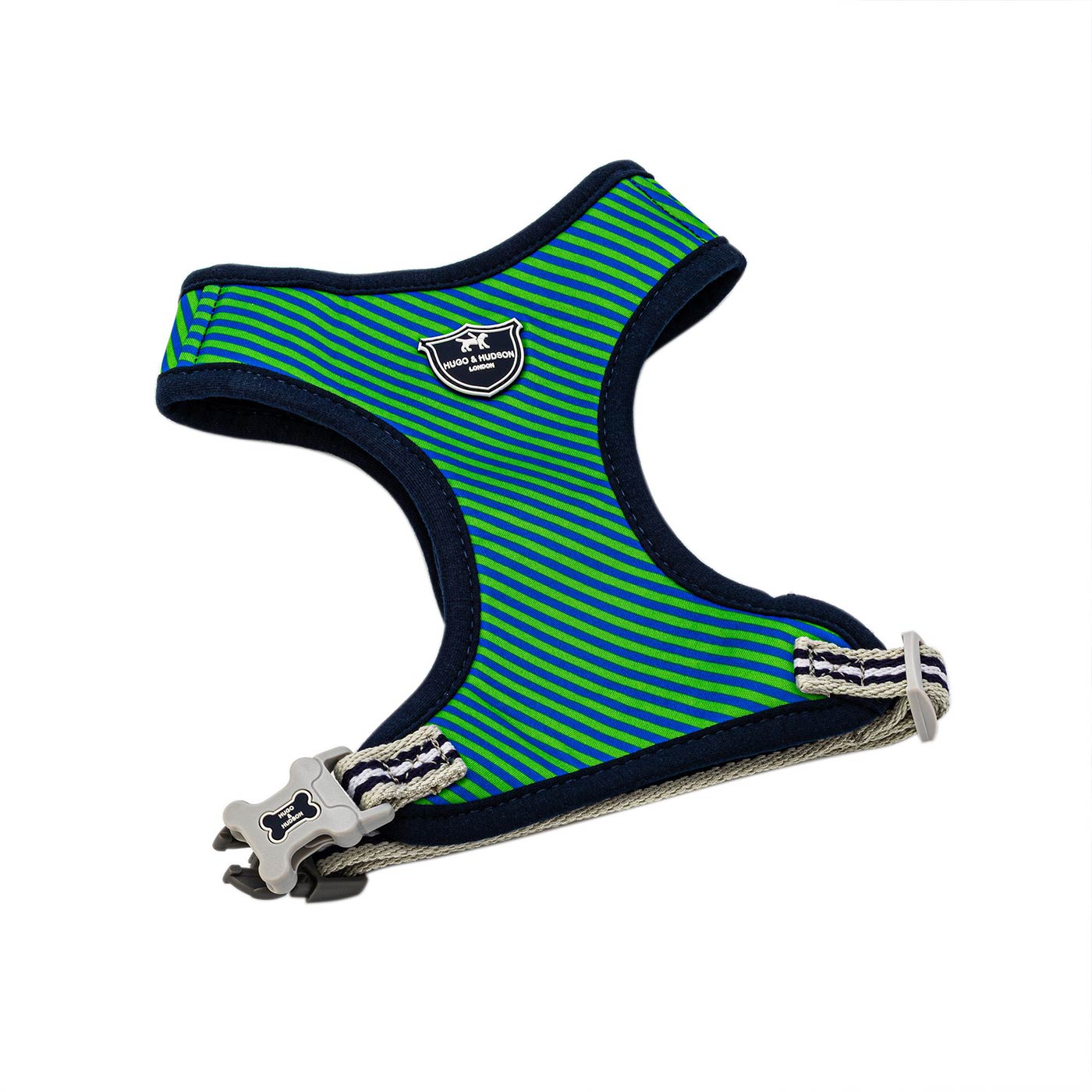 Hugo & Hudson Navy & Green Stripe Dog Harness