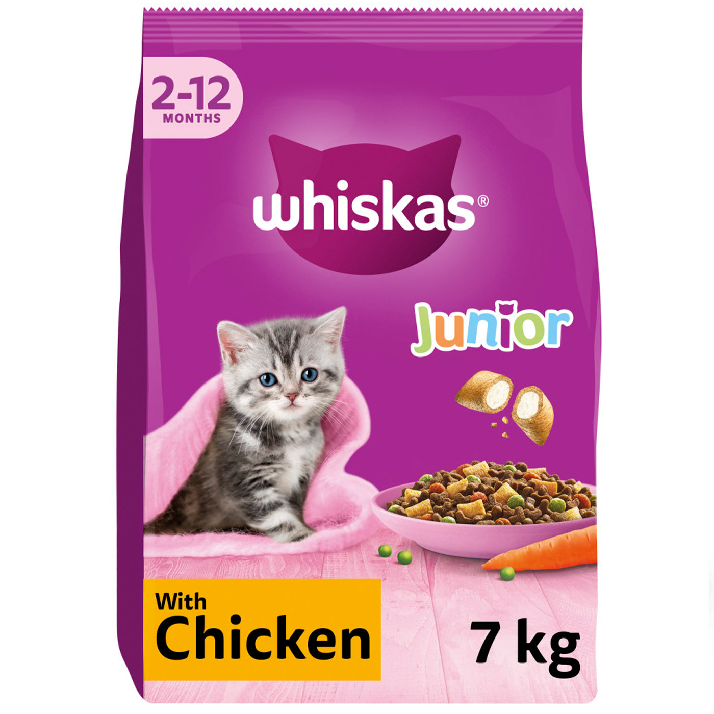 Whiskas 2-12 Months Kitten Complete Dry Food with Chicken 7KG