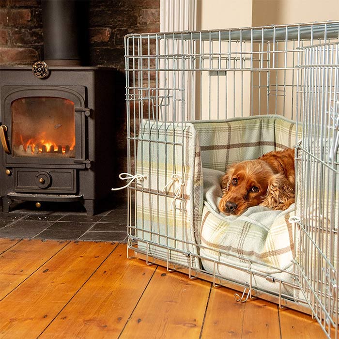 Luxury Dog Crate Bumper, Balmoral Duck Egg Crate Bumper Cover The Perfect Dog Crate Accessory, Available To Personalise Now at Lords & Labradors