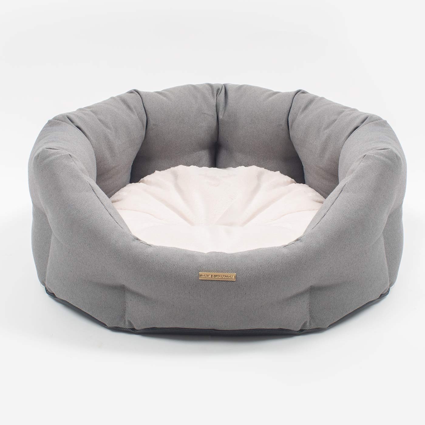 Essentials Twill Oval Bed Slate | Lords & Labradors Luxury Dog Beds