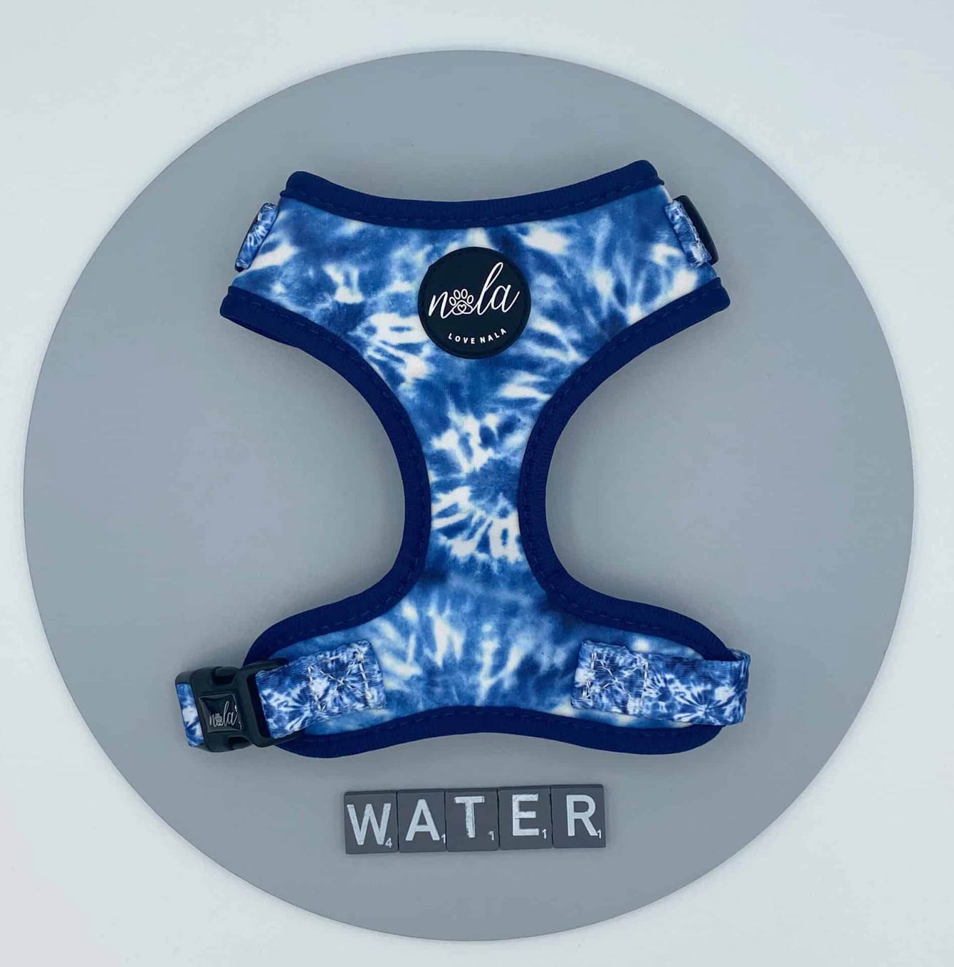 Love Nala Water Harness Studio Scrabble Front Letters