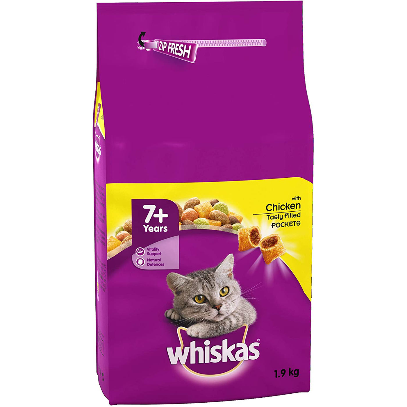 Whiskas 7+ Senior Cat Complete Dry Food with Chicken 1.9KG