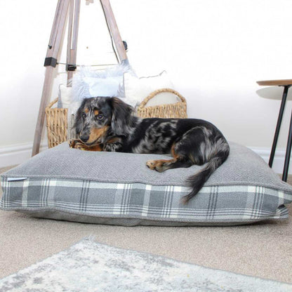 [colour:dove grey tweed] Luxury Dog Crate Cushion, Tweed collection Crate Cushion Cover in Dove Grey, The Perfect Dog Crate Accessory, Available Now at Lords & Labradors