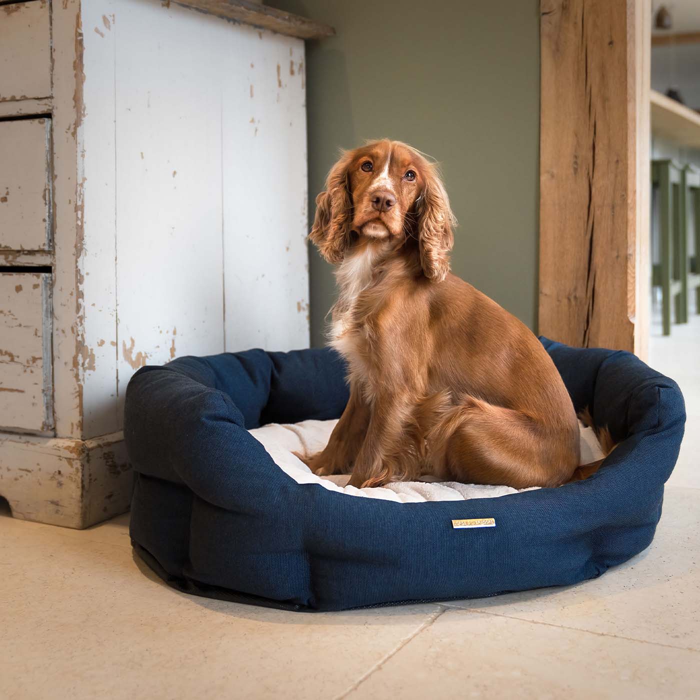 Lords Labradors Essentials Twill Oval Bed Denim